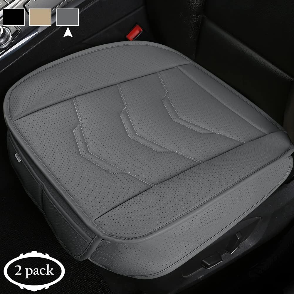 2 Pack Black PU Leather Front Car Seat Bottom Covers Pad Mat N9222