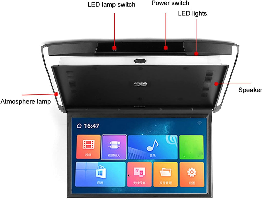 17.3in 1080P IPS Car Overhead Monitor with Built-in Stereo Speakers J928002