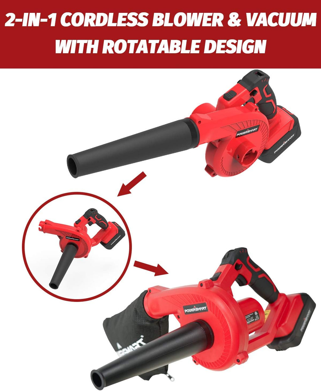 145 MPH Cordless Leaf Blower Battery & Charger Included Pack of 2 R825