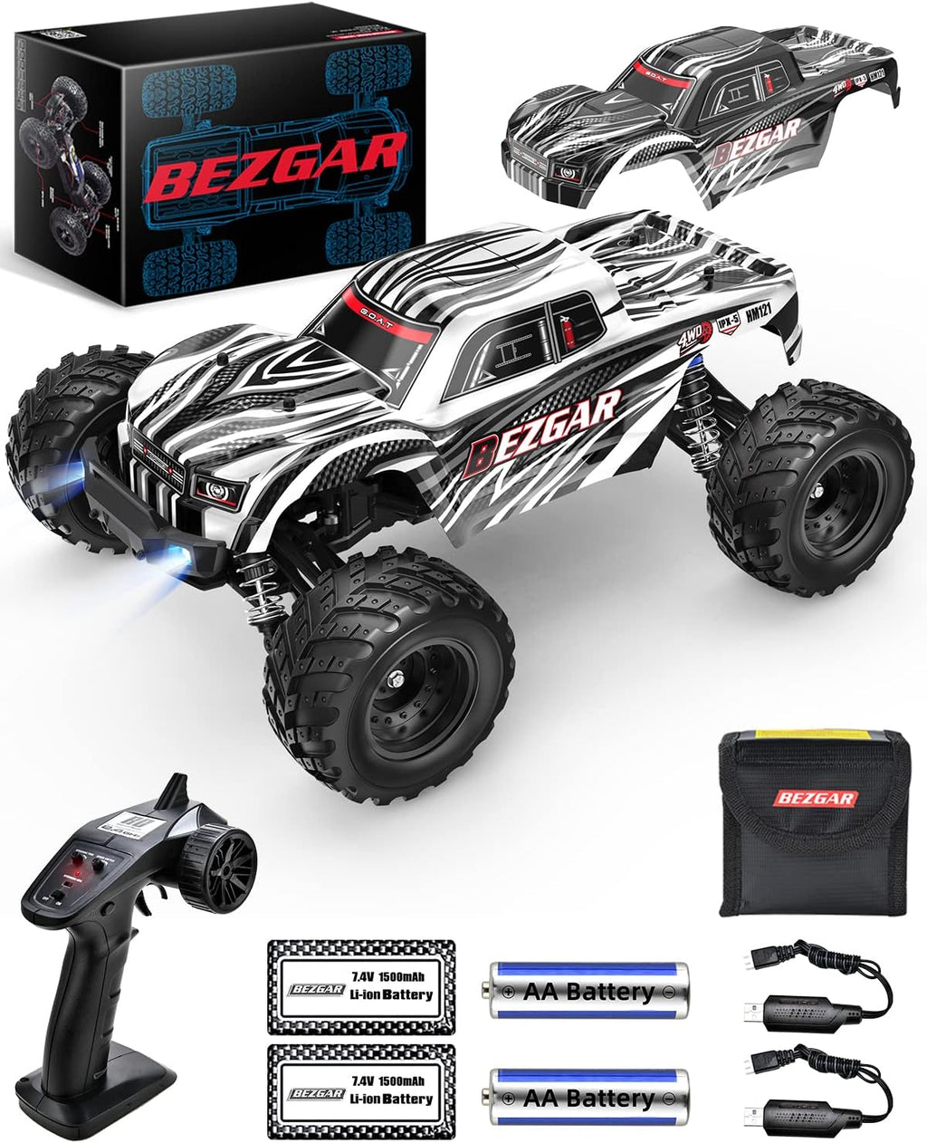 1:12 Scale 4x4 Offroad Remote Control Truck with 2 Rechargeable Batteries Y660