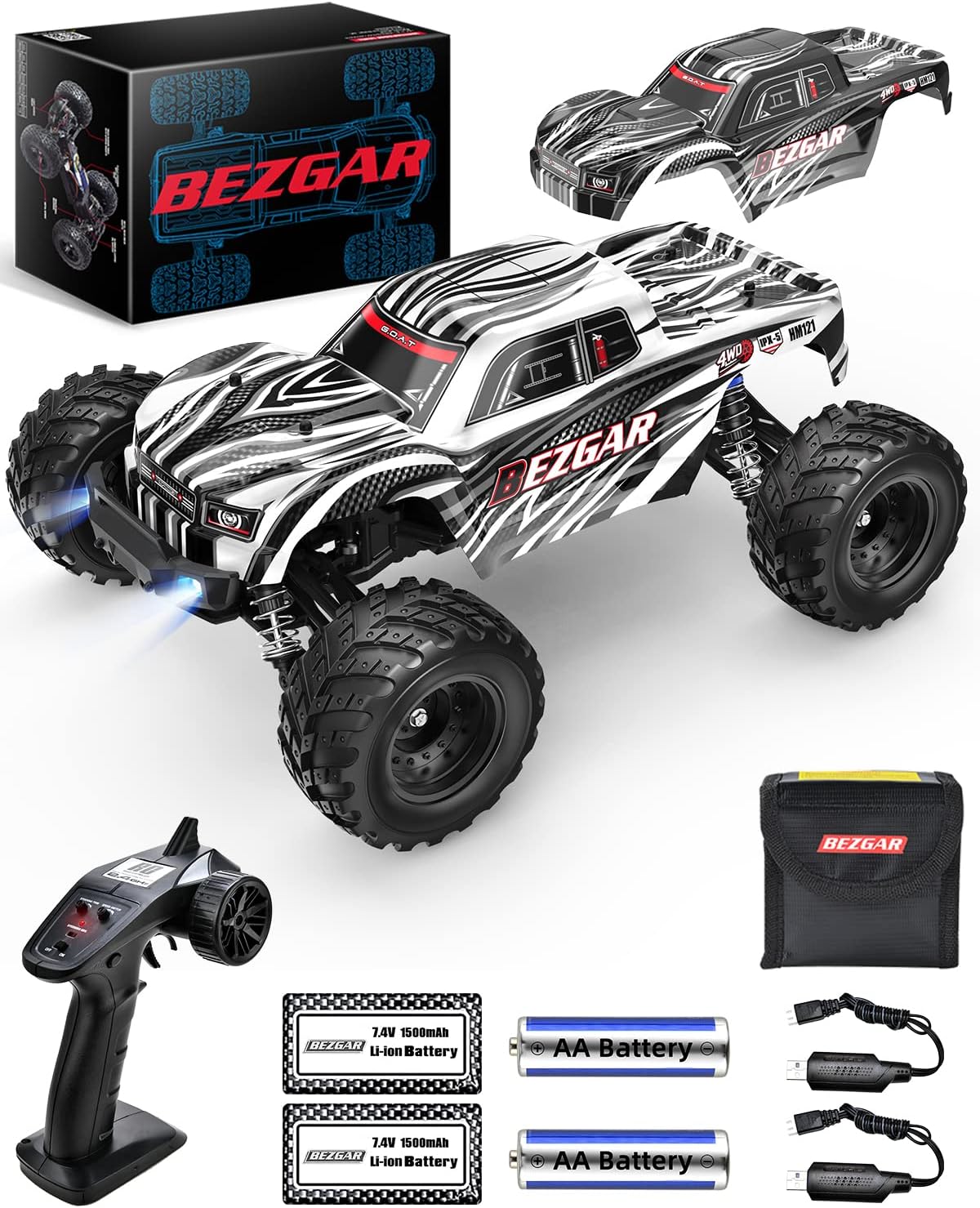 1:12 Scale 4x4 Offroad Remote Control Truck with 2 Rechargeable Batteries Y660