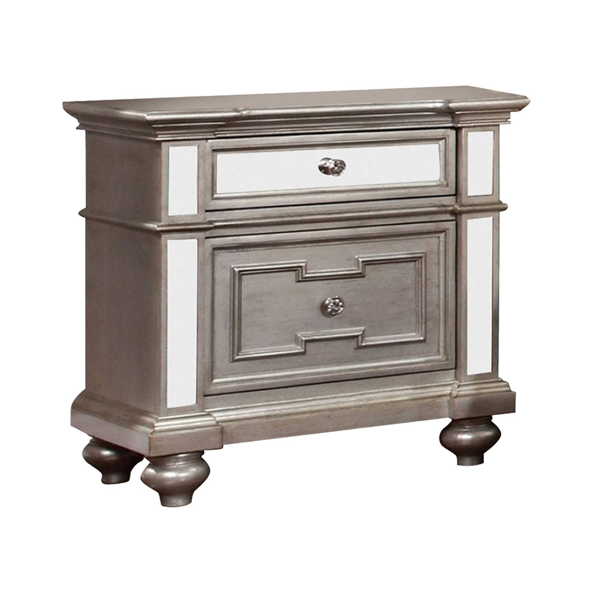 Silver Contemporary Night Stand N4931