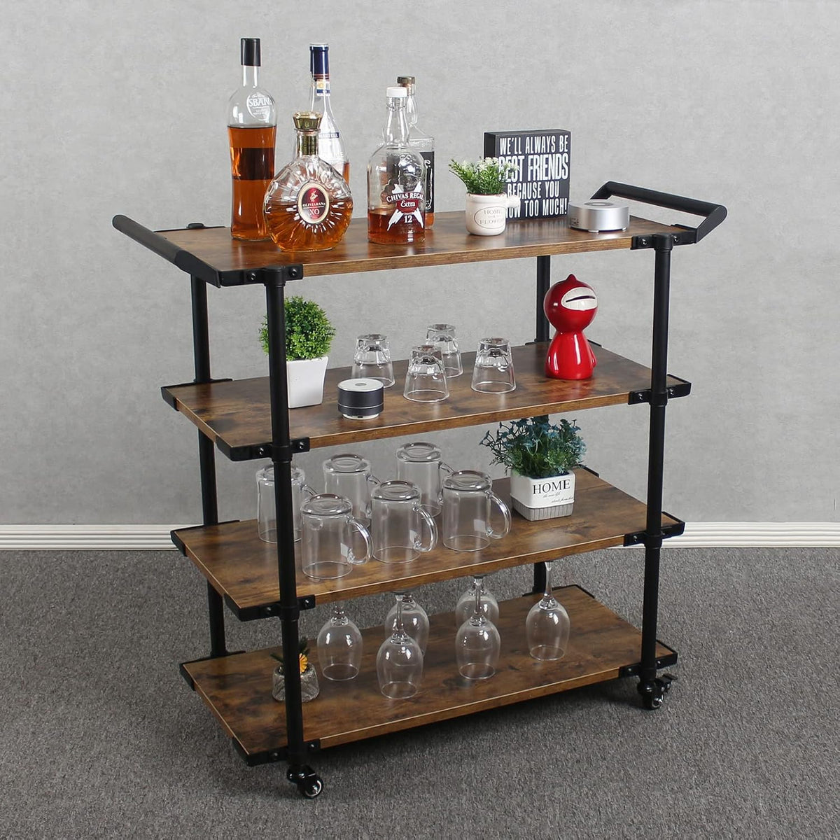 3-Layer Bar Serving Cart on Wheels Q717058