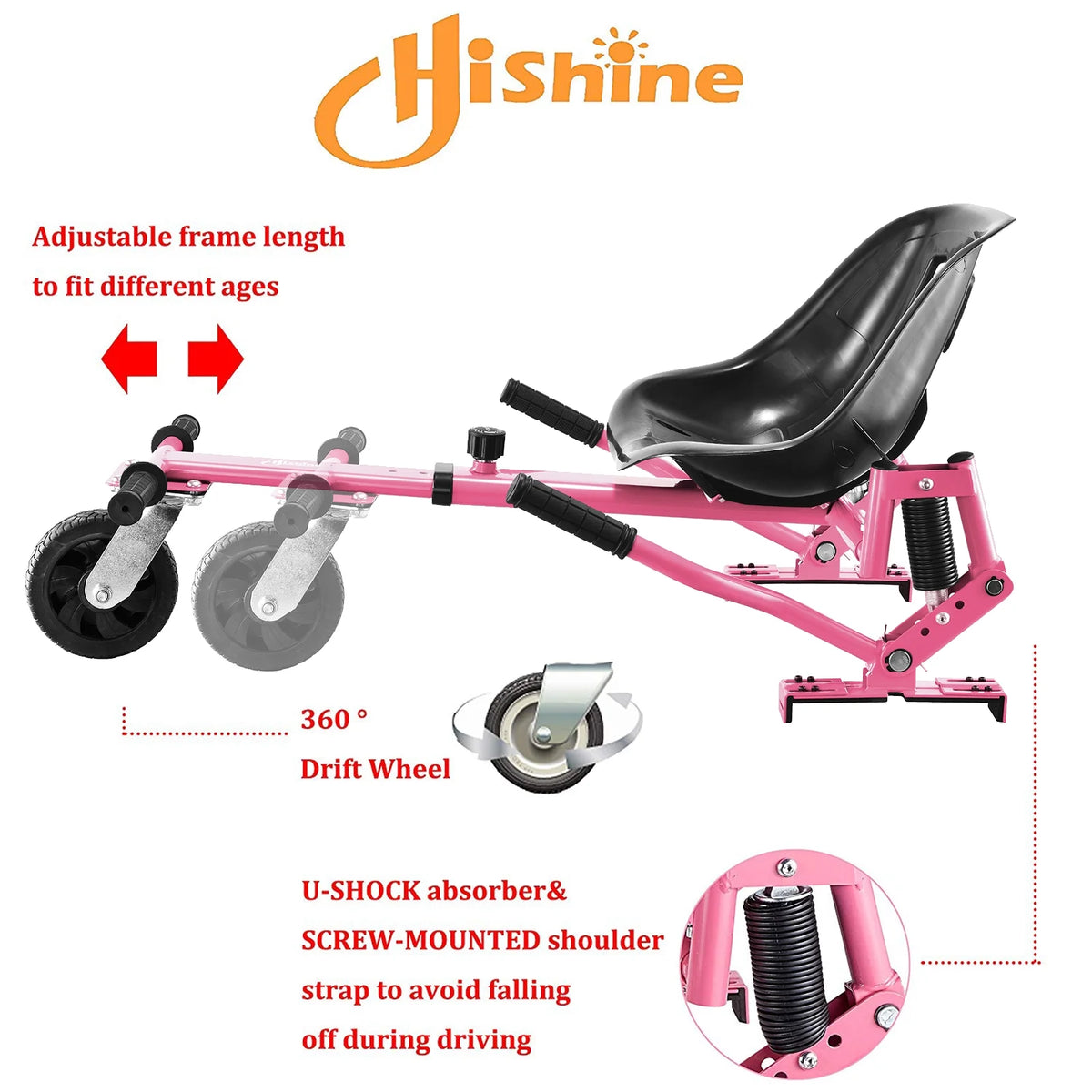Pink Hoverboard Go Kart Seat Attachment Conversion Kit F88348
