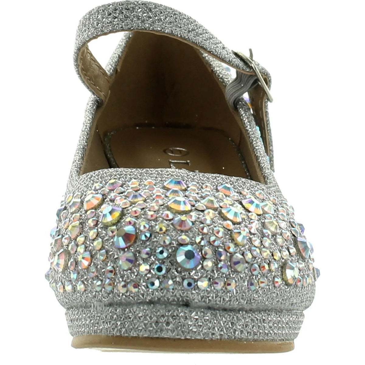 Silver Kids Mary Jane Platform Dress Pumps V790