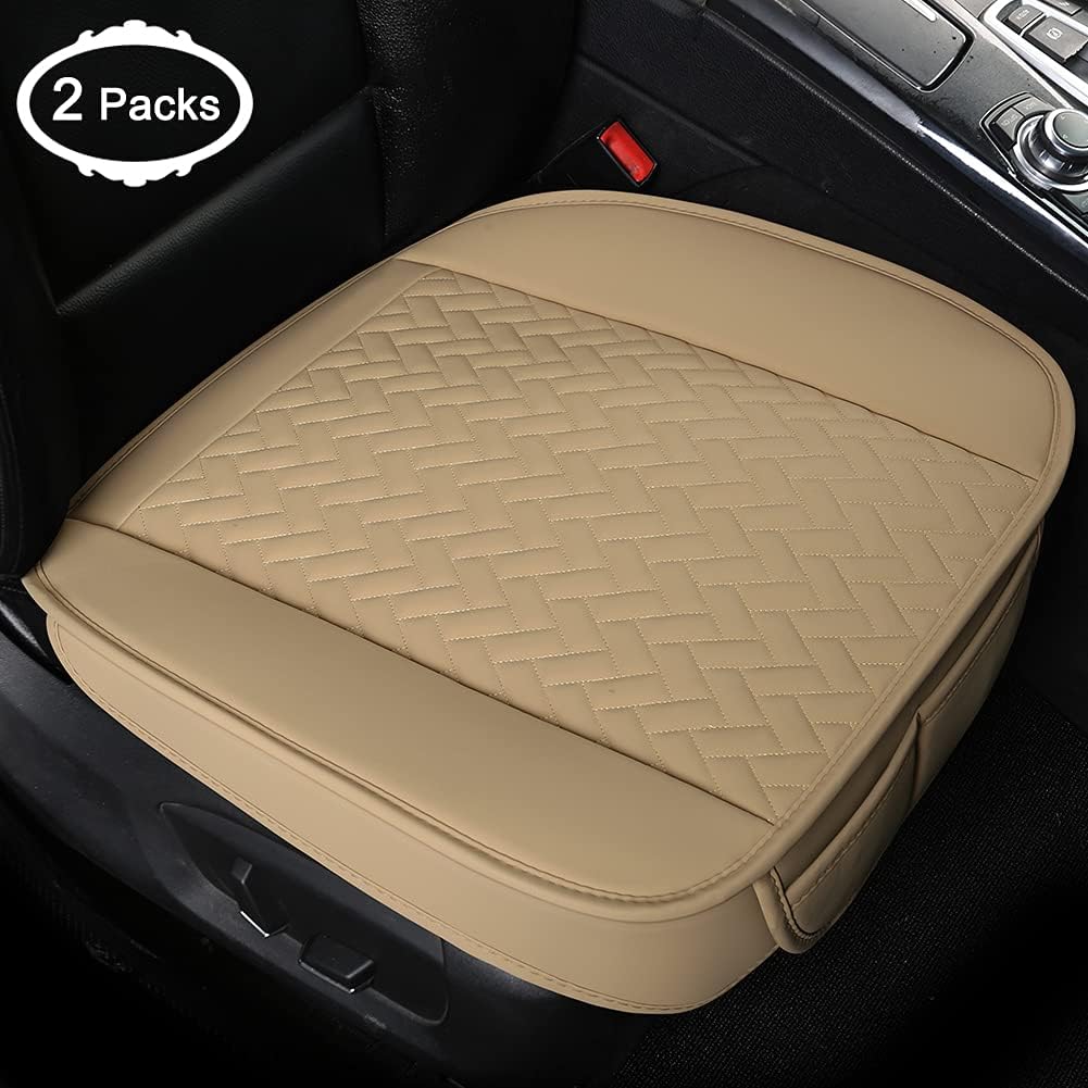 2 Pack Black PU Leather Front Car Seat Bottom Covers Pad Mat N9222