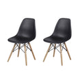Black Plastic Armless Dining Chair Wood Leg, Set of 2 C960