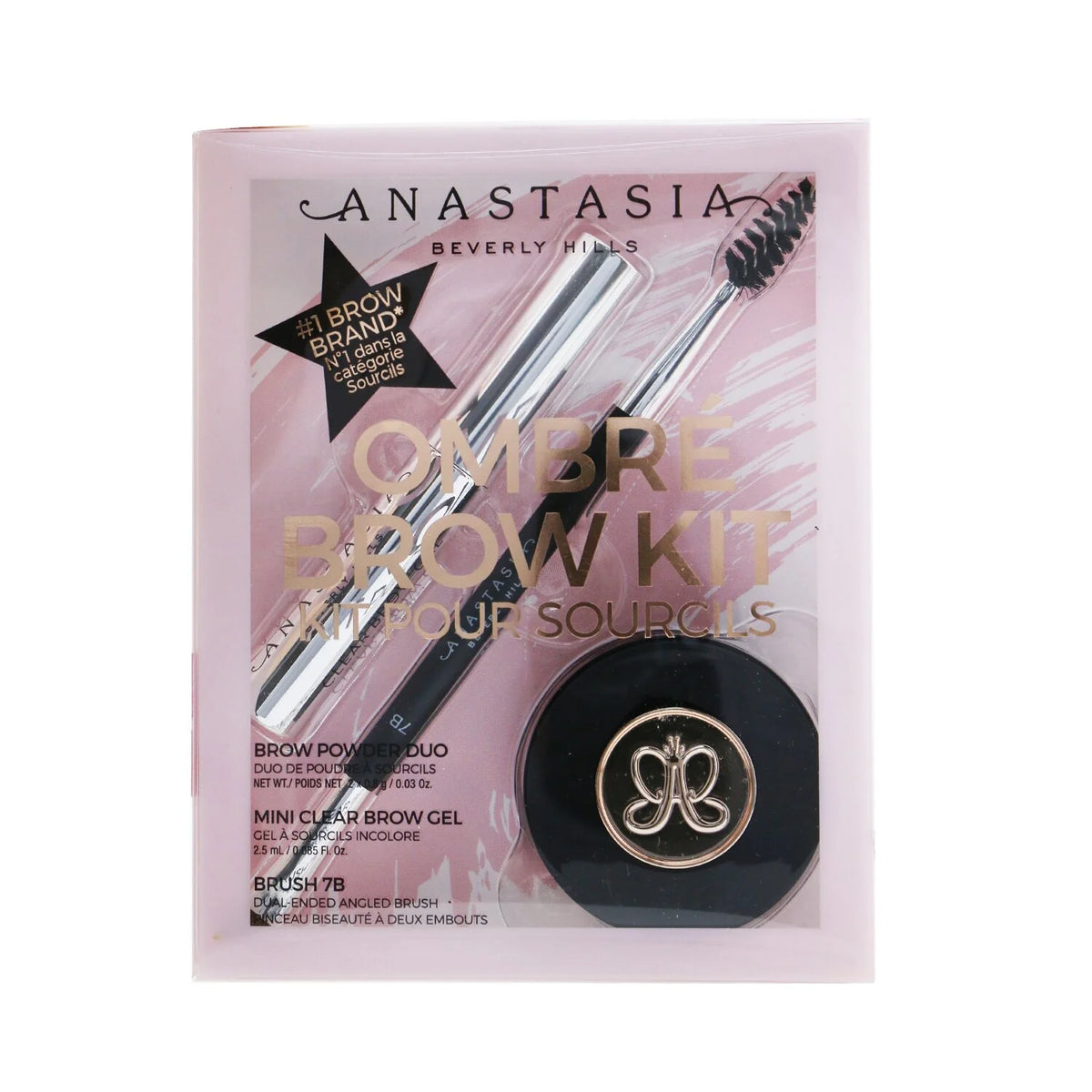 Medium Brown Brow Powder Duo with Mini Clear Brow Gel and Brush W236