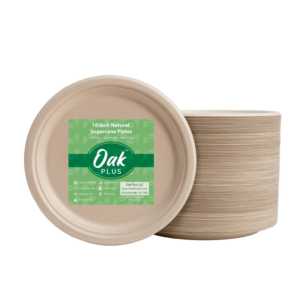 300 Pack Natural Compostable Sugarcane Plates N63920