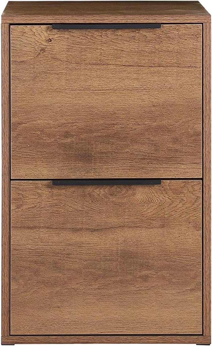 2 Drawers Wooden File Cabinet with Metal Frame B3469