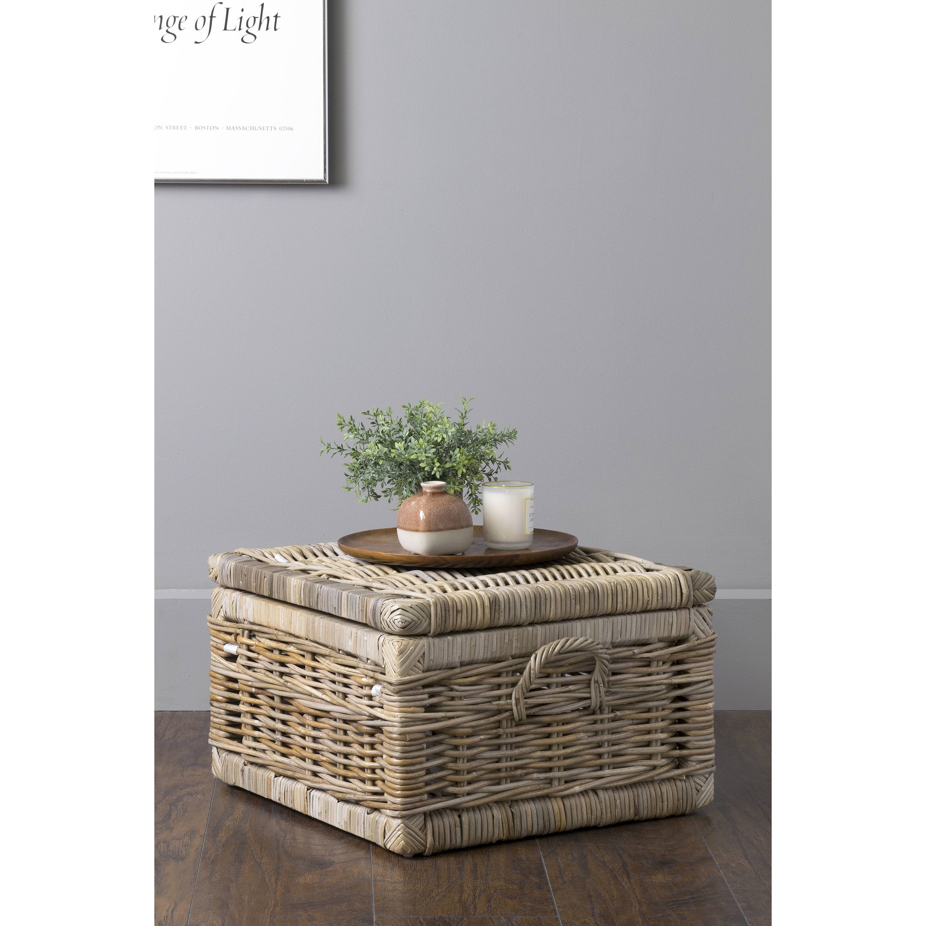 Brown Rattan Square Storage Trunk U5771
