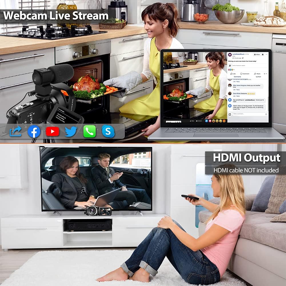 4K 48MP WiFi Camcorder with Touch Screen IR Night Vision J6592