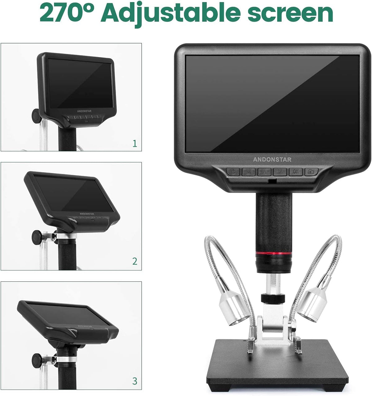 1080P 4MP Digital Microscope with 7-inch HD LCD Display and 270X Magnification V494