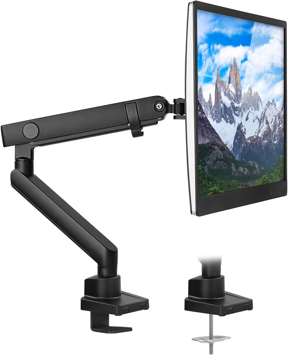 Single Monitor Arm Mount with C-Clamp and Grommet Bases F71721