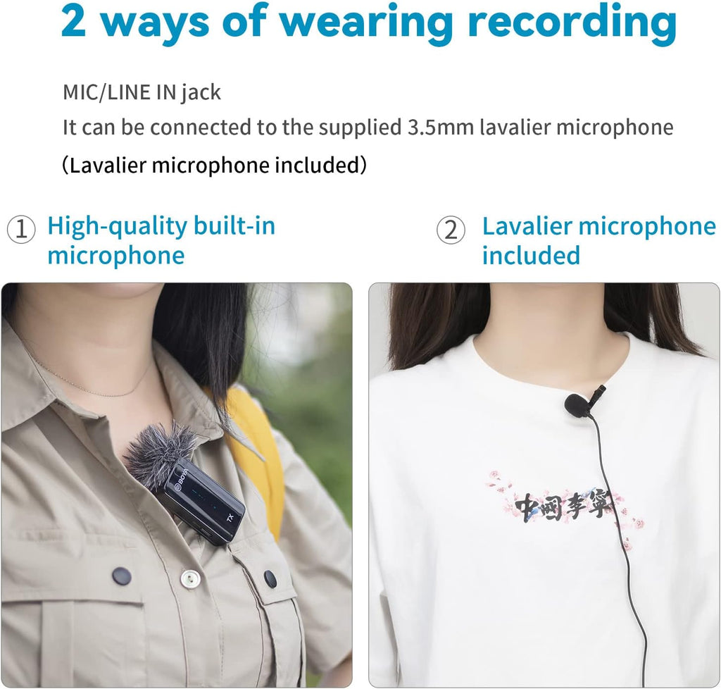 Wireless Lavalier Microphone for Camera DSLR Camcorder 2.4GHz Dual Channel Lapel Mic F875221
