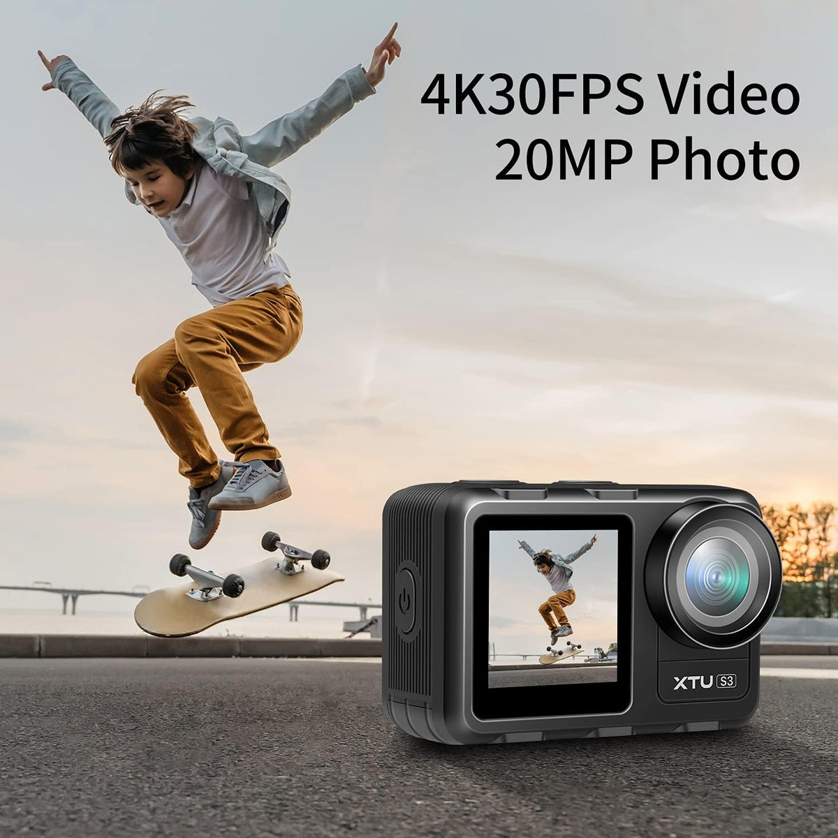 4K30FPS WiFi Action Camera Waterproof Sports Camera with Dual Touch Screen Display M157