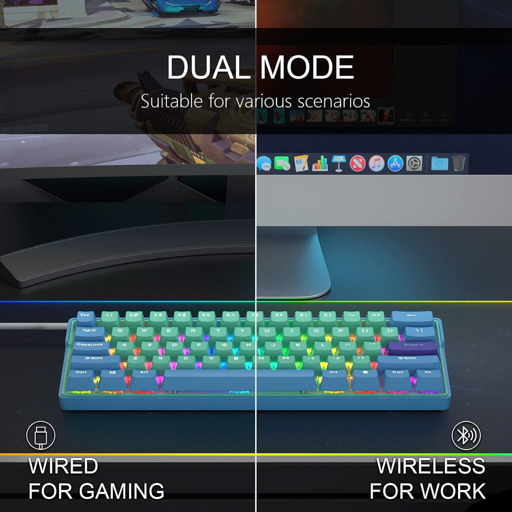 Wireless 60% Hot Swappable RGB Mechanical Keyboard with PBT Keycaps A149