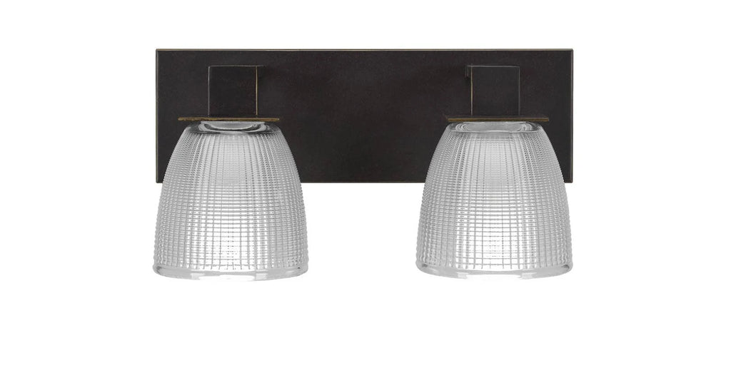 Two Light Bath Bar Dark Granite Finish with Clear Bubble Glass T3353