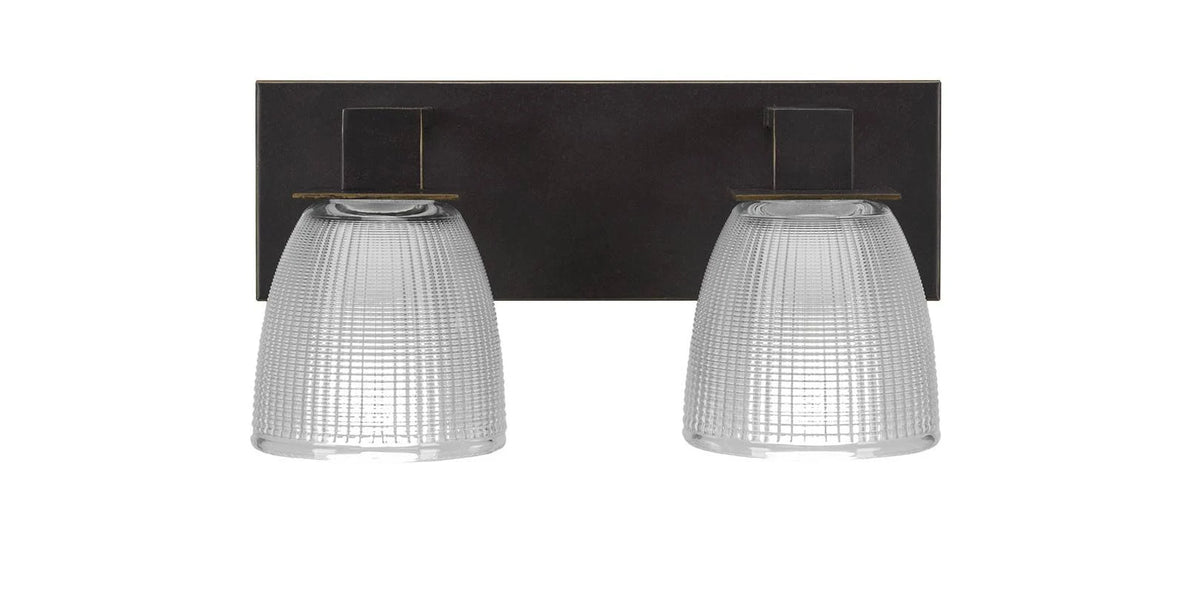 Two Light Bath Bar Dark Granite Finish with Clear Bubble Glass T3353