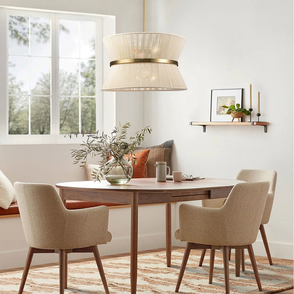 8-Light Farmhouse Bleached Natural Rope Chandelier O8504