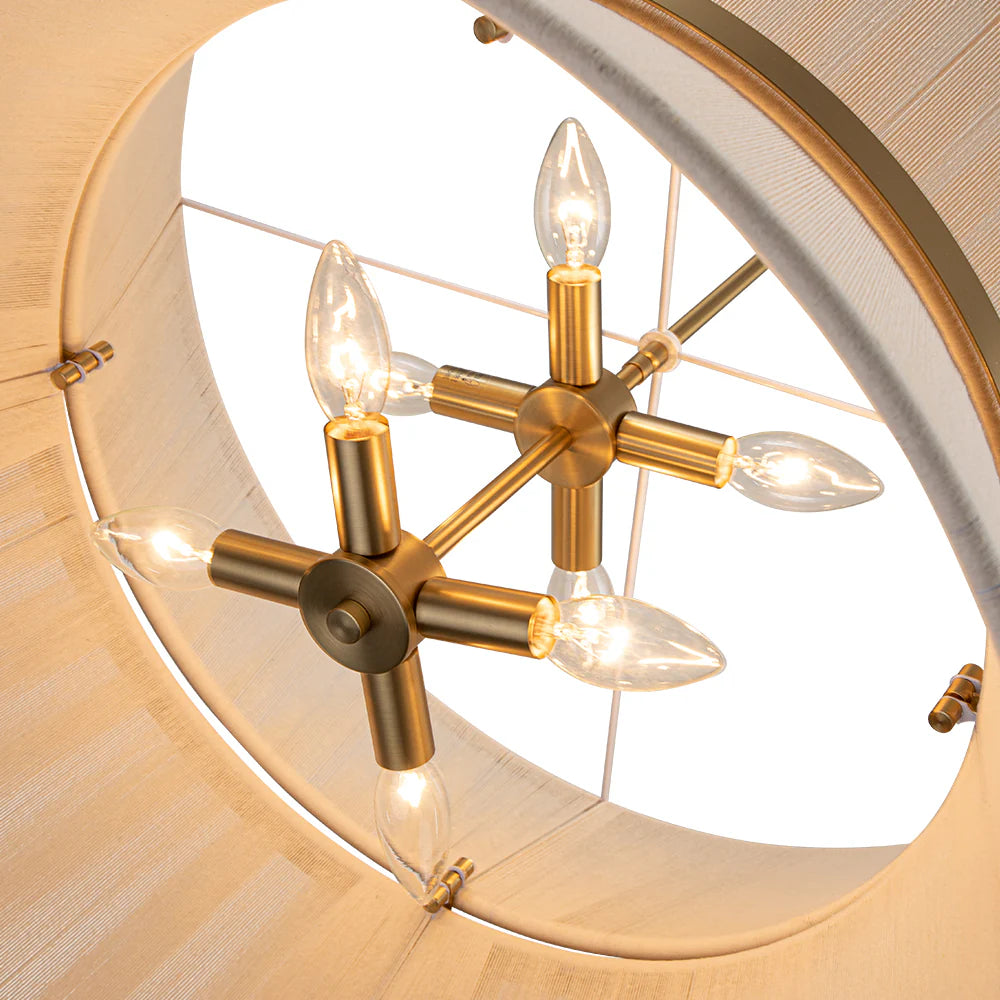 8-Light Farmhouse Bleached Natural Rope Chandelier O8504
