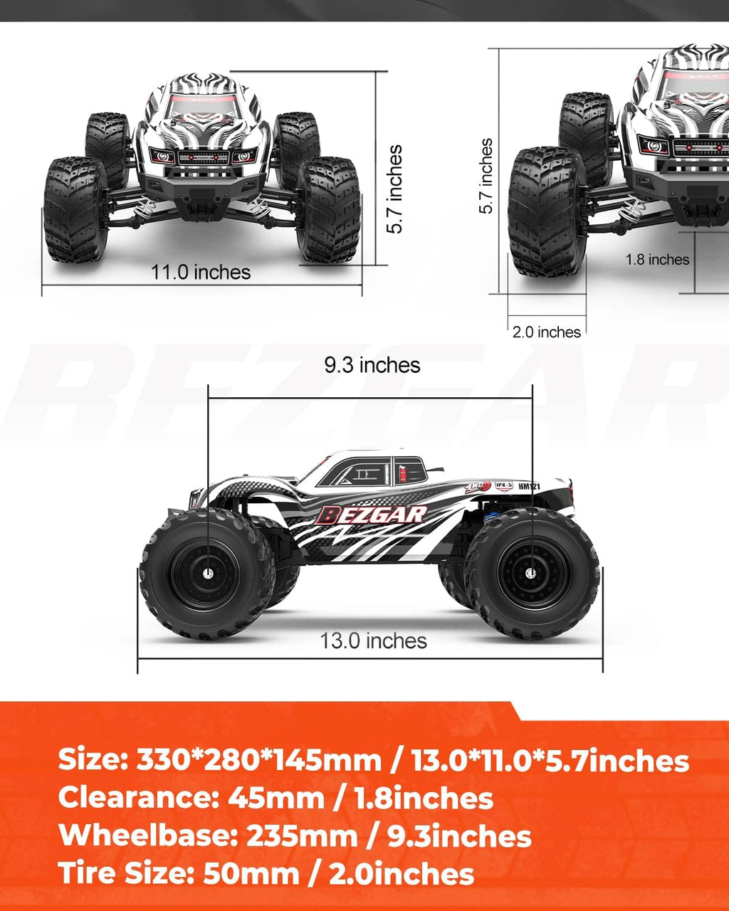1:12 Scale 4x4 Offroad Remote Control Truck with 2 Rechargeable Batteries Y660