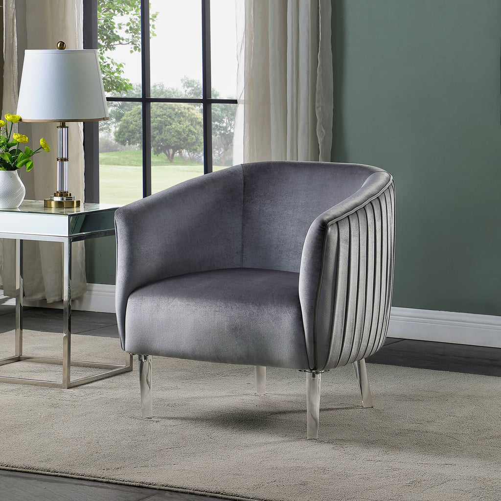 Black Velvet Curved Back Barrel Accent Chair X193086