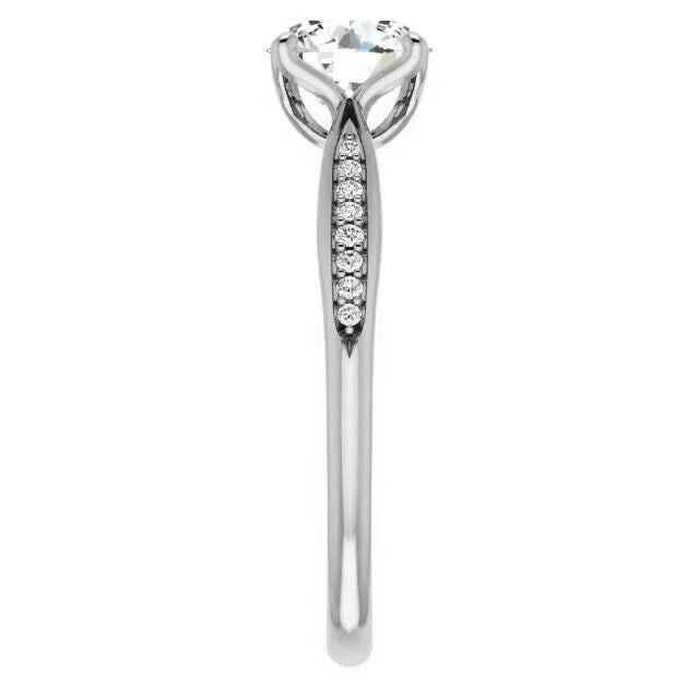 18K White Gold Plated Moissanite Solitaire Engagement Ring H320