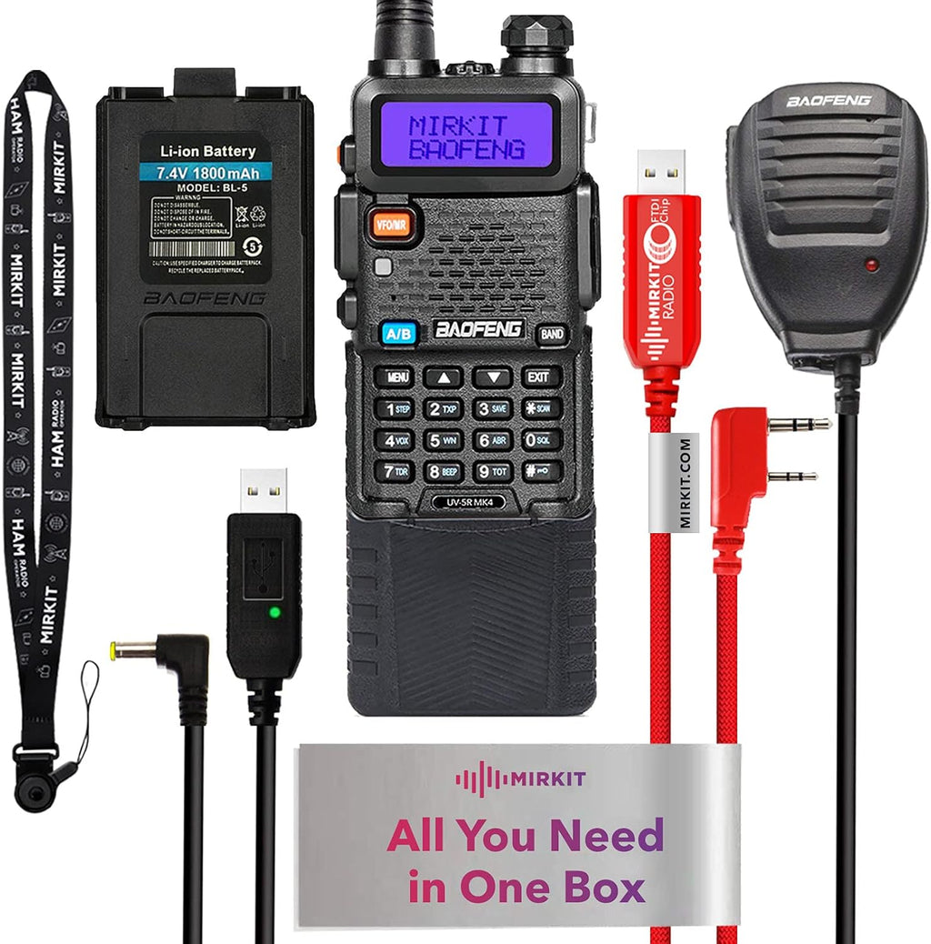 UV-5R MK2 Handheld Dual Band Ham Radio with Programming Cable U756462