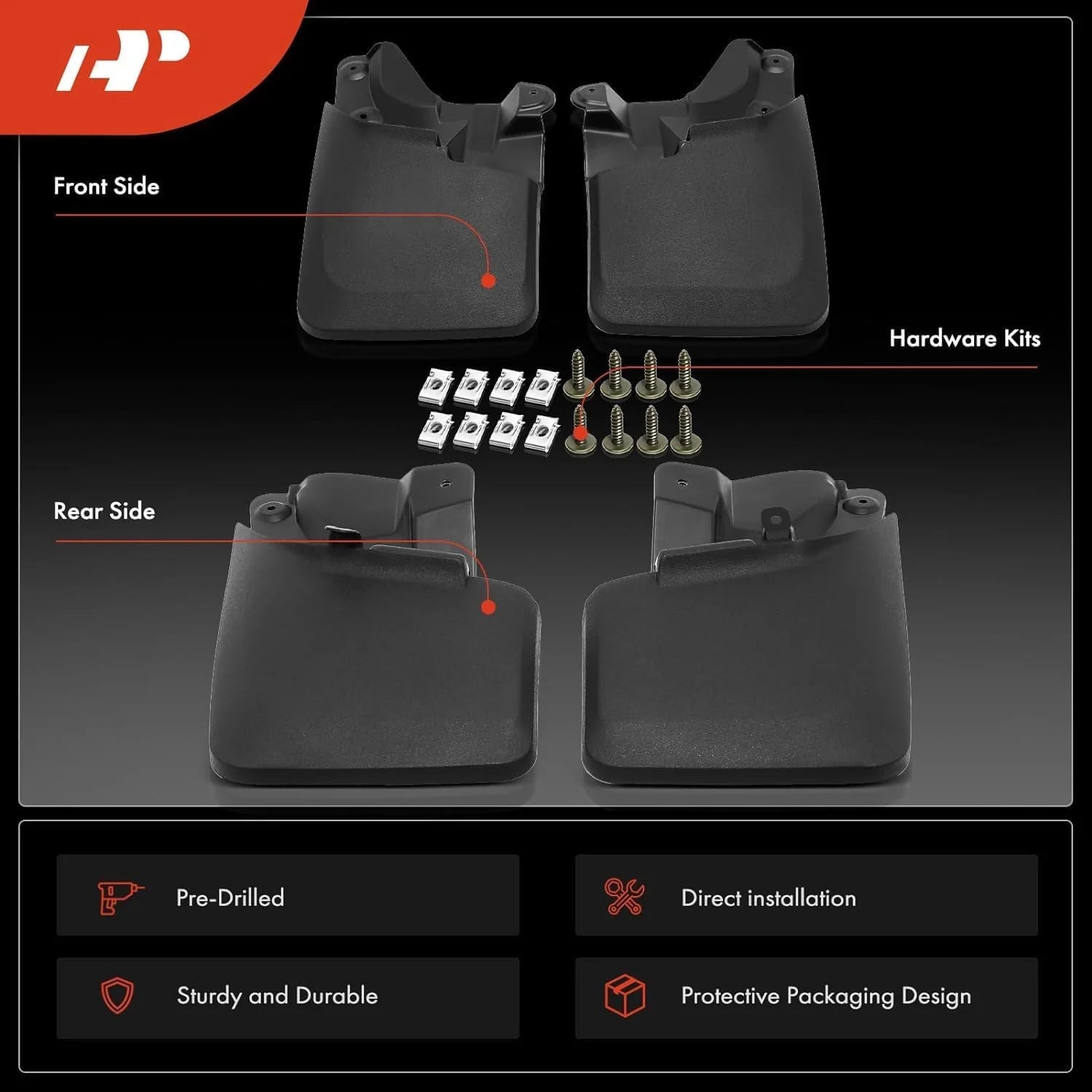 4-PC Molded Mud Flaps Splash Guards for Toyota Tacoma D327