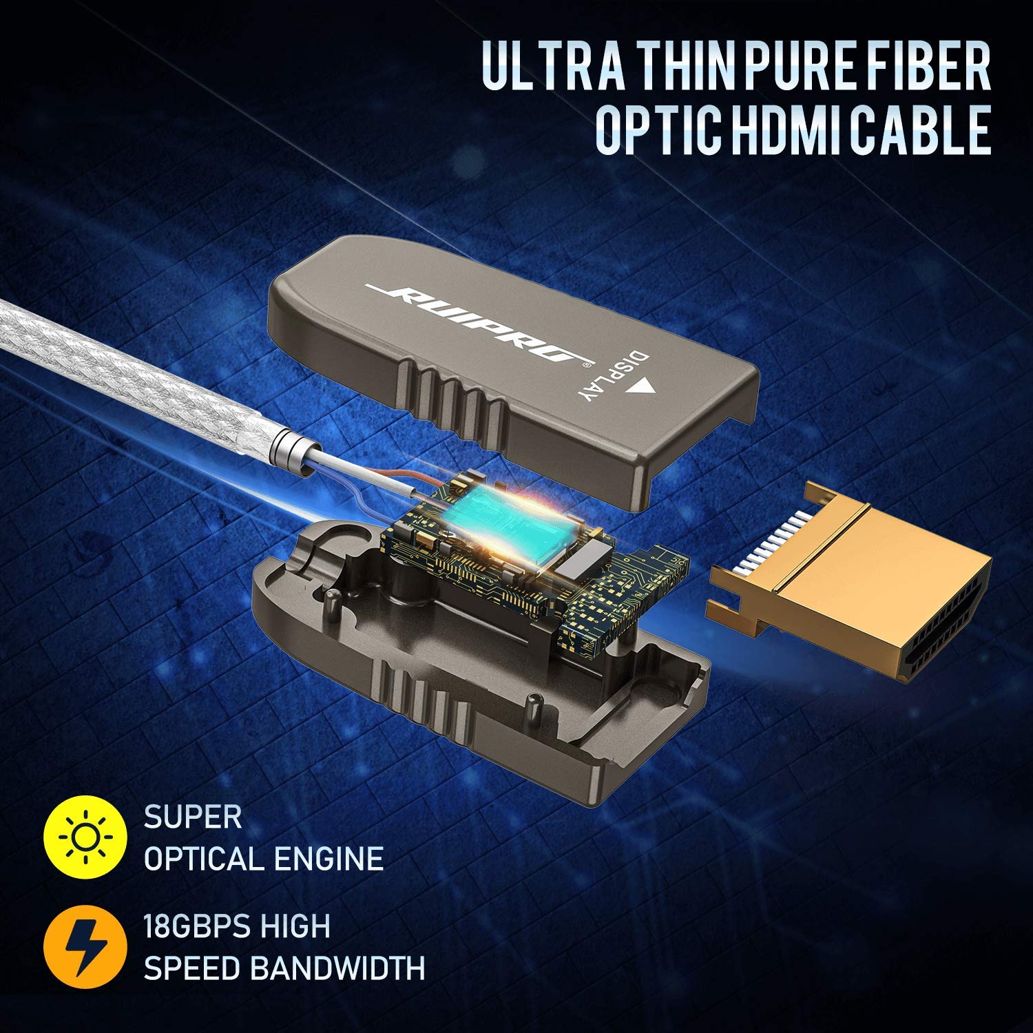 HDMI 2.0b Fiber Optic Cable 50ft 4K 60Hz 18Gbps U495