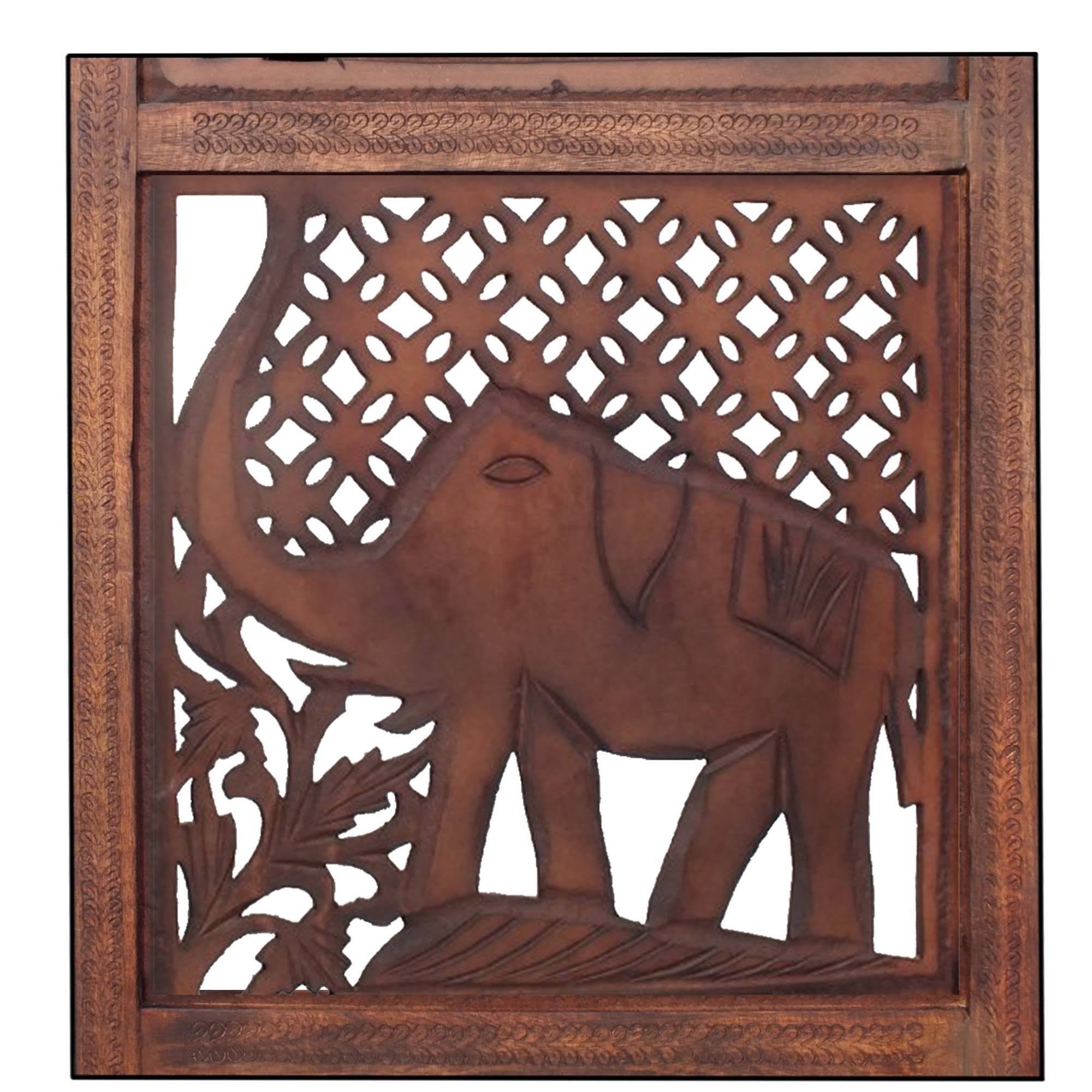 Brown Wooden 4 Panel Room Divider U98646