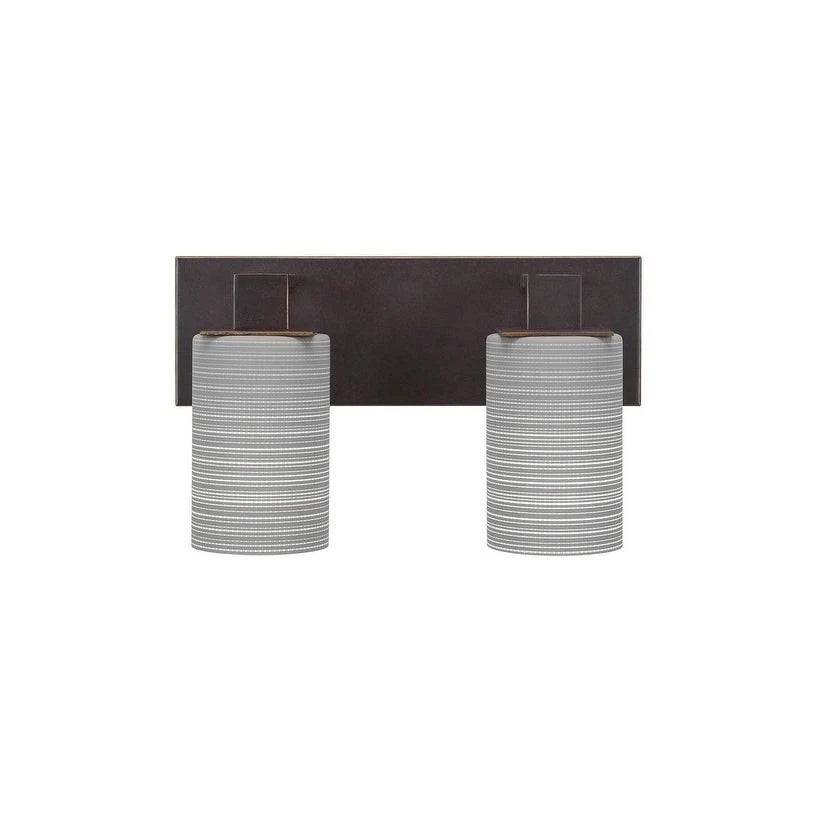 Two Light Bath Bar Dark Granite Finish with Clear Bubble Glass T3353