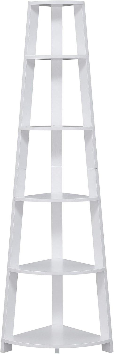 5 Tier Corner Bookcase, White H727877