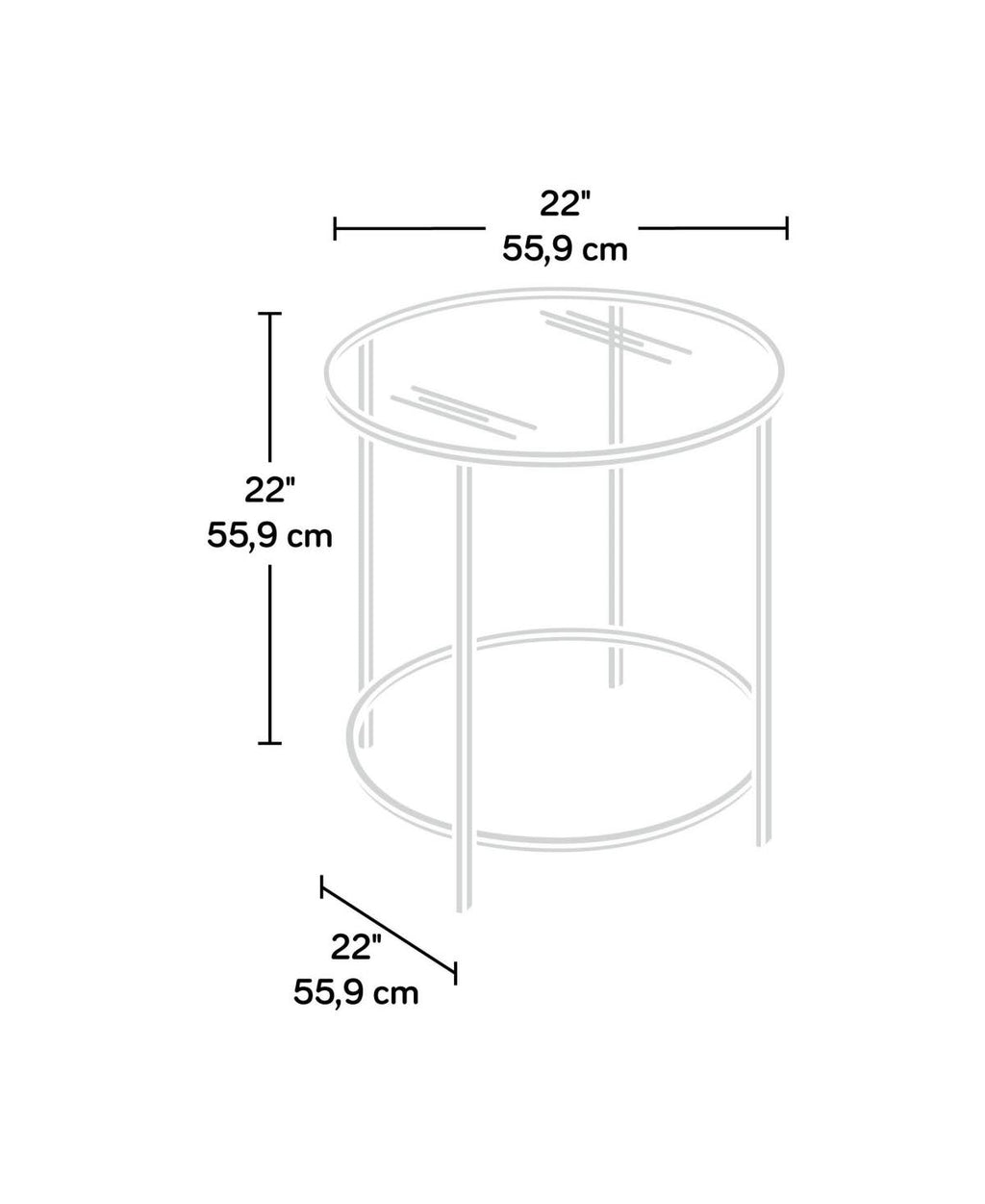 Satin Gold Round End Table S515