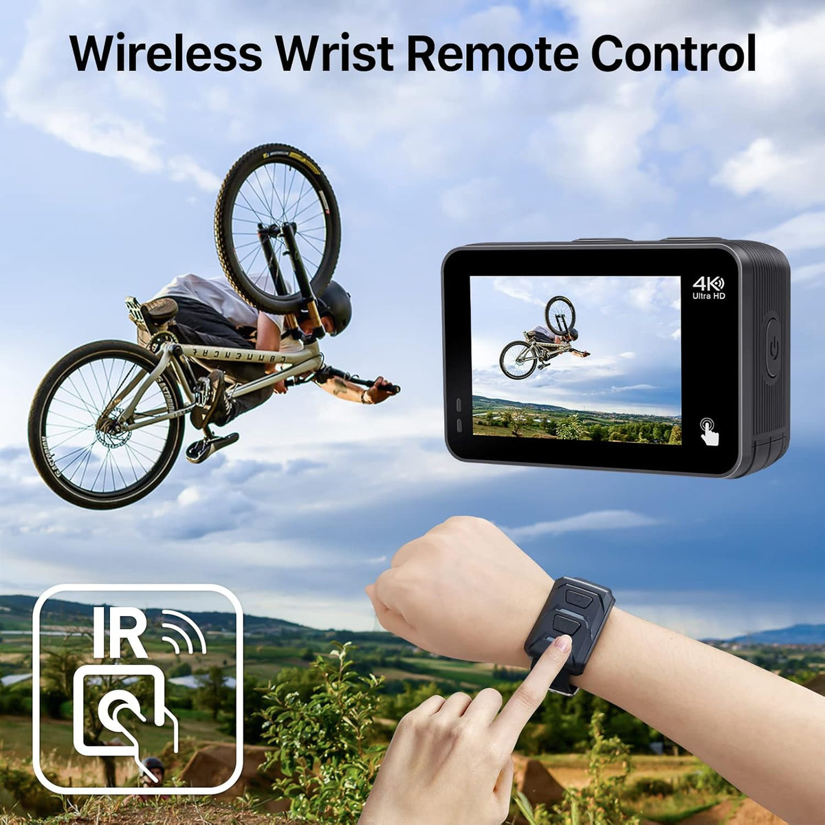 4K30FPS WiFi Action Camera Waterproof Sports Camera with Dual Touch Screen Display M157