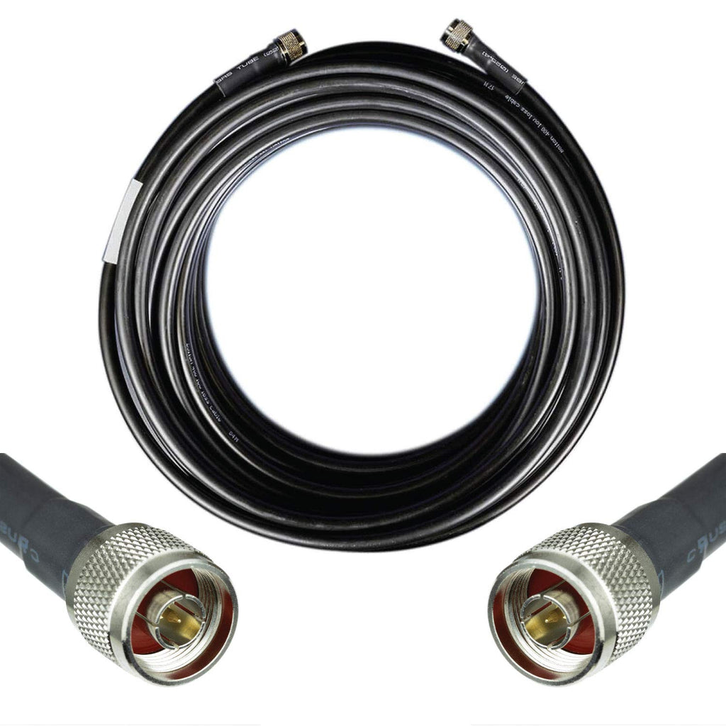50-ohm N-Male to N-Male Black Coax Cable, 60ft, Pack of 2 P803720