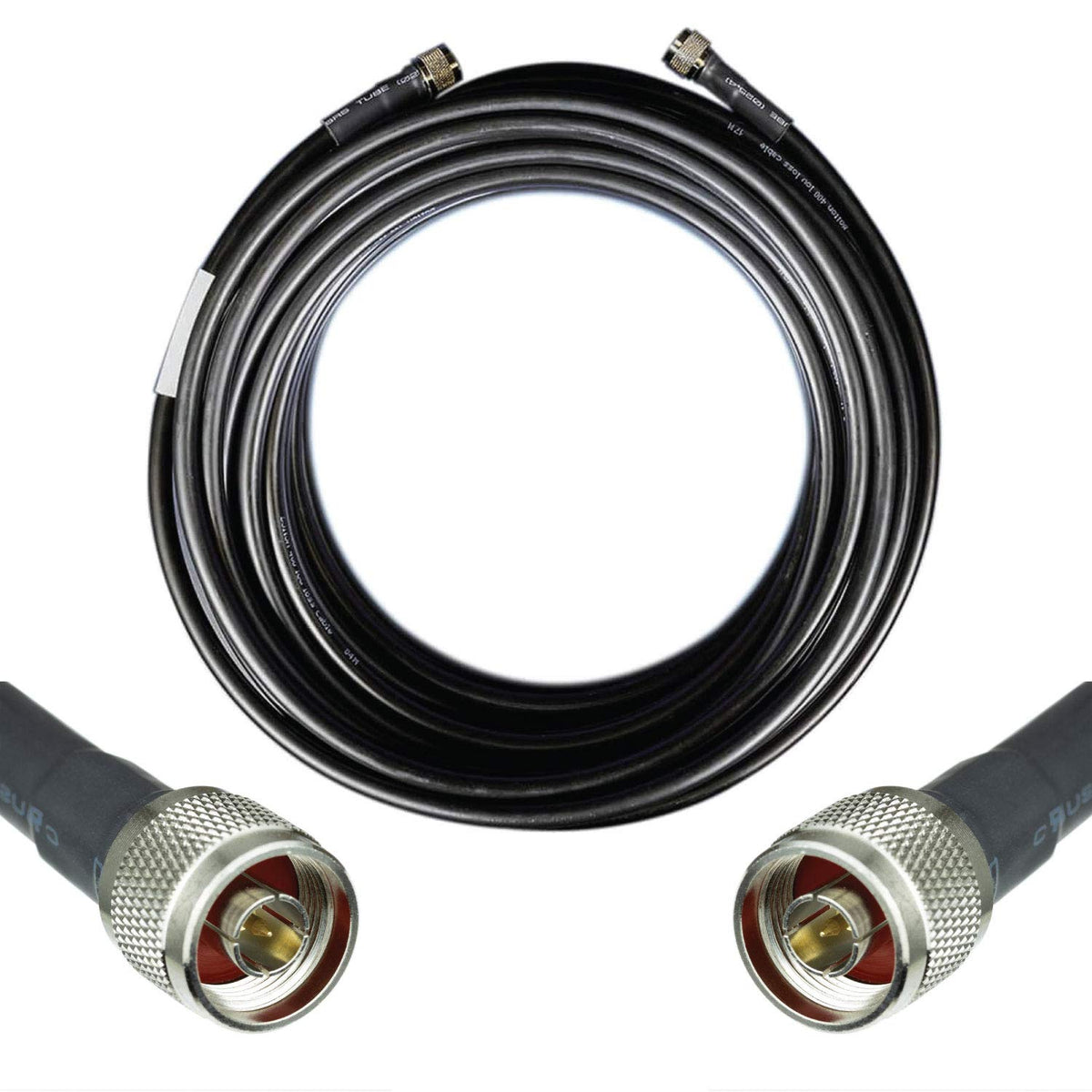 50-ohm N-Male to N-Male Black Coax Cable, 60ft, Pack of 2 P803720
