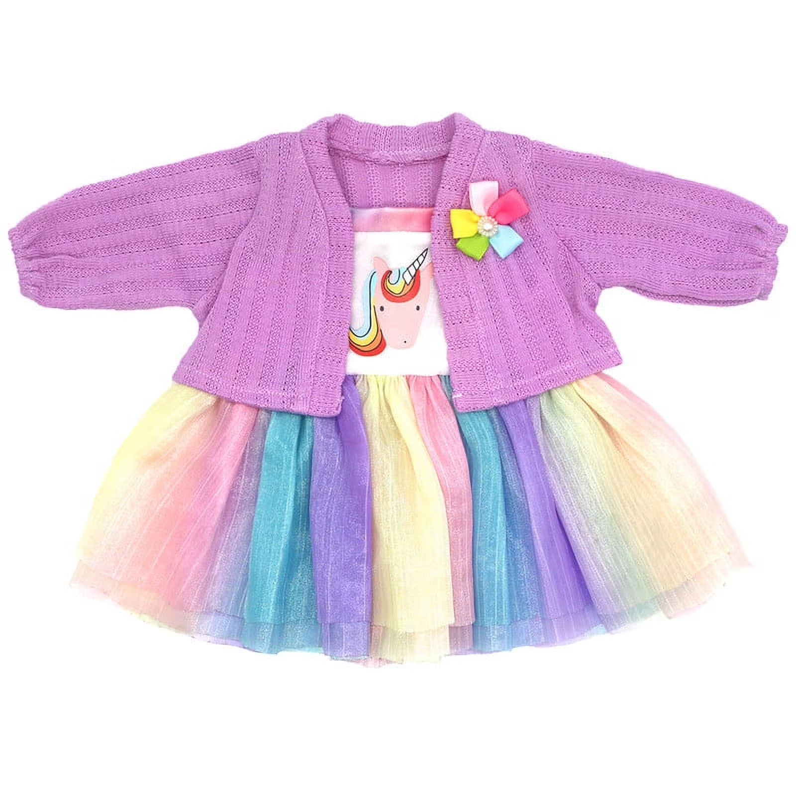 Rainbow Fluffy Skirt Doll Clothing B215301
