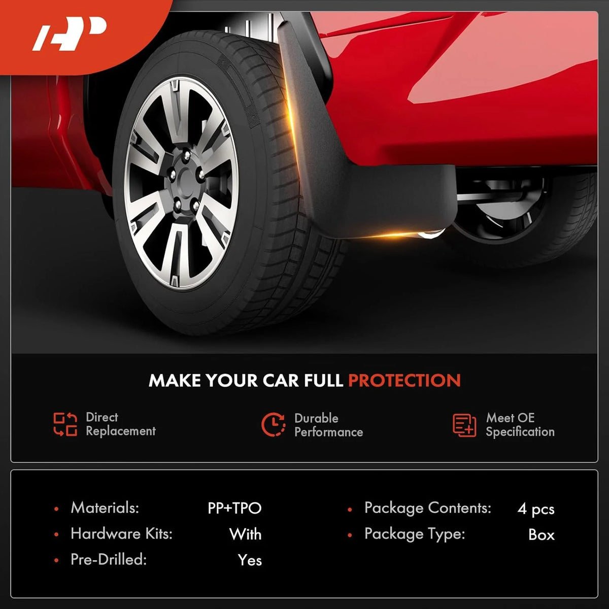 4-PC Molded Mud Flaps Splash Guards for Toyota Tacoma D327