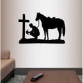 Pink Cowboy Kneeling Cross Horse Wall Decal W6344
