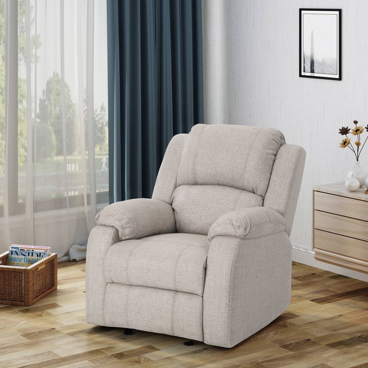 Gray Fabric Gliding Recliner Chair R87916