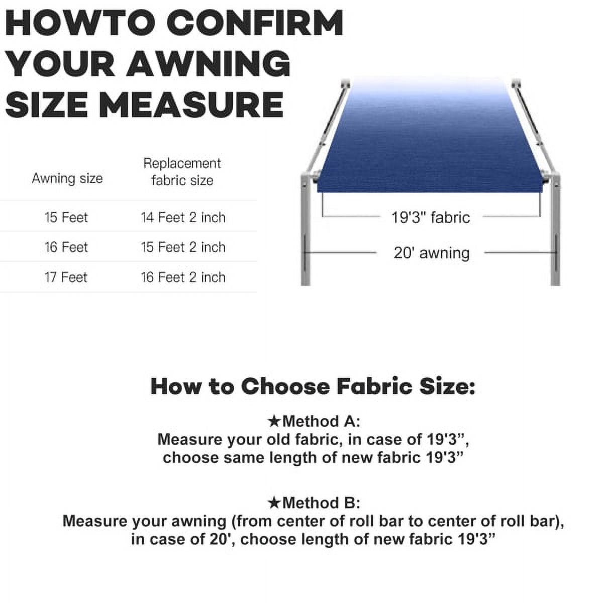 Blue Heavy Duty RV Awning Fabric Replacement 17' E653758