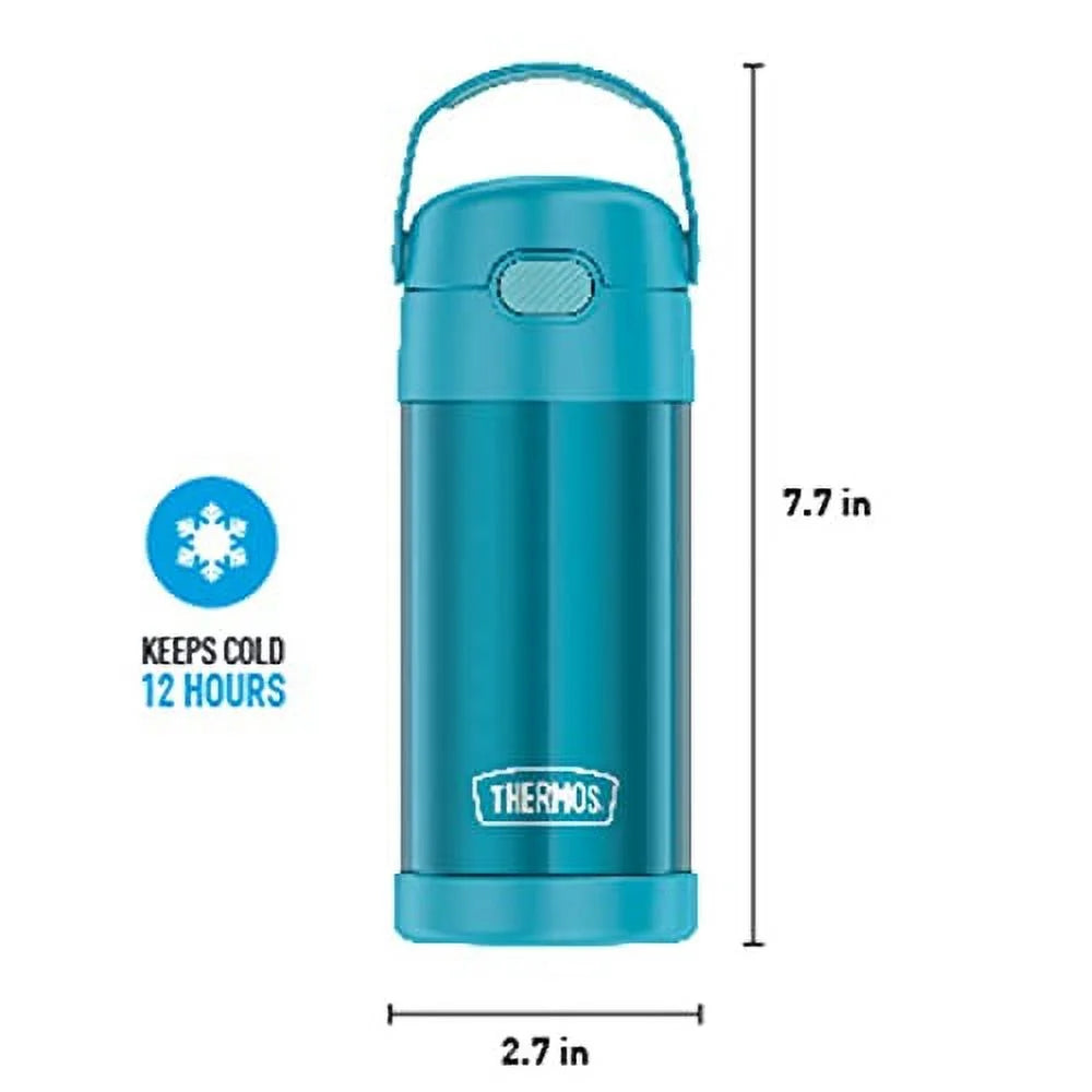 Teal 12 Ounce Stainless Steel Vacuum Insulated Kids Straw Bottle L867
