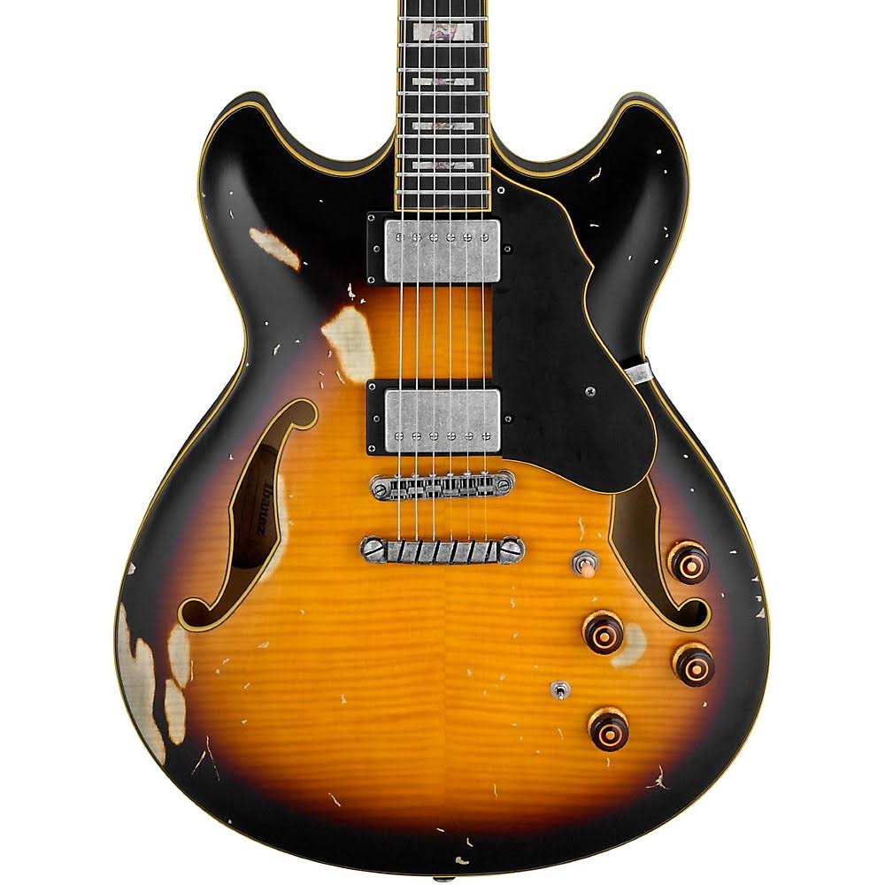 Yellow Sunburst Semi-Hollow Electric Guitar N74689