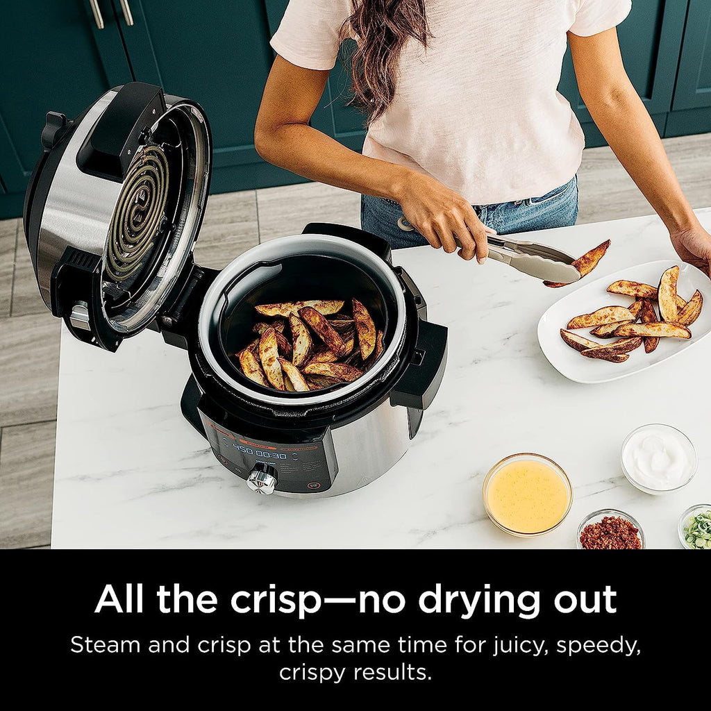 Open Box 8 Qt Pressure Cooker Steam Fryer with SmartLid Silver Q6066