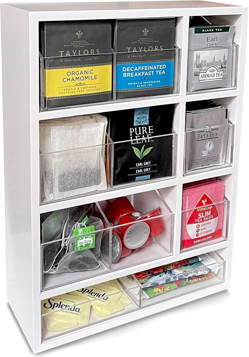 Natural Tea Bag Organizer Box with Drawers V151