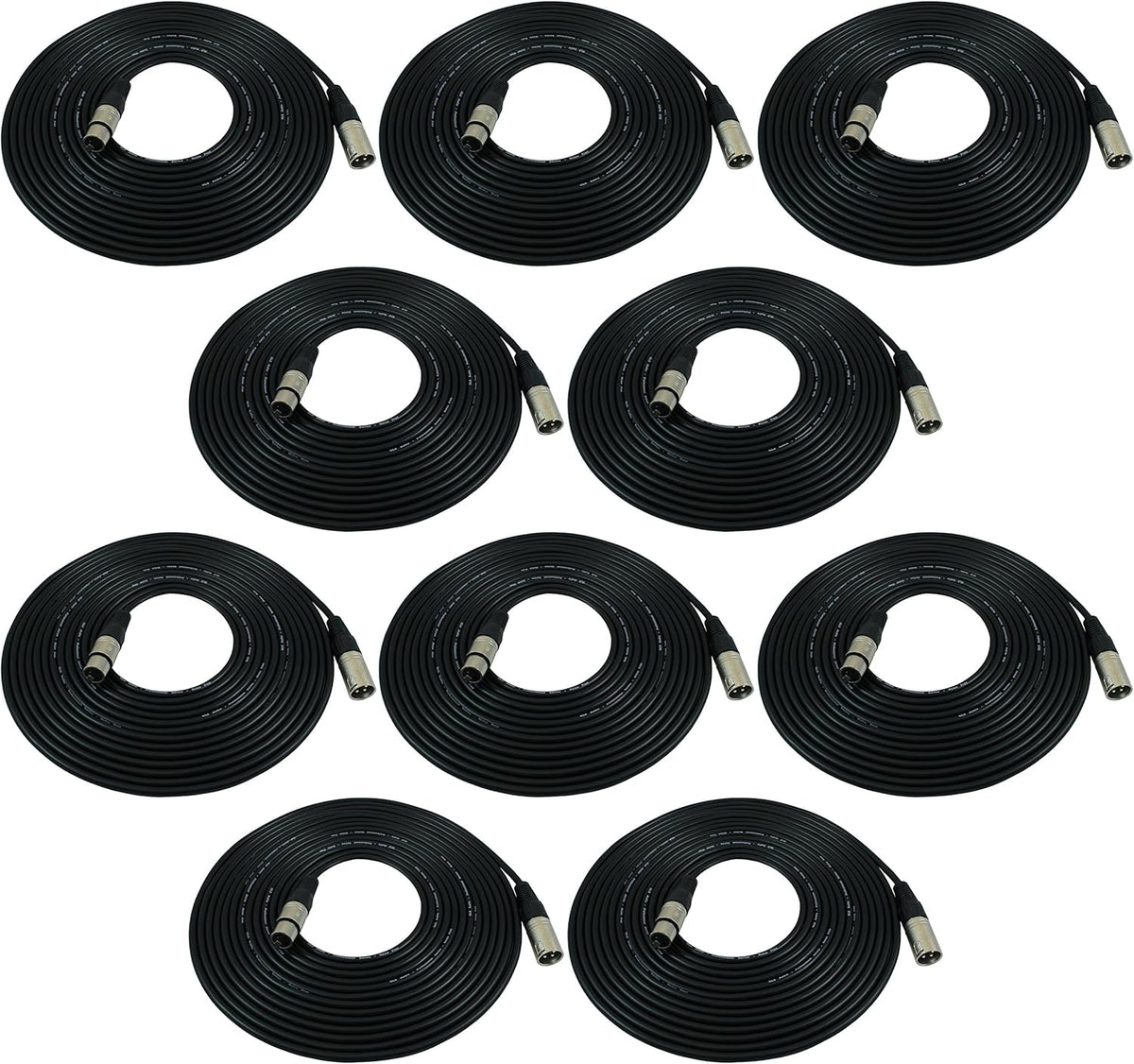 25ft XLR Male to XLR Female Black Microphone Cable - 10 PACK U8423
