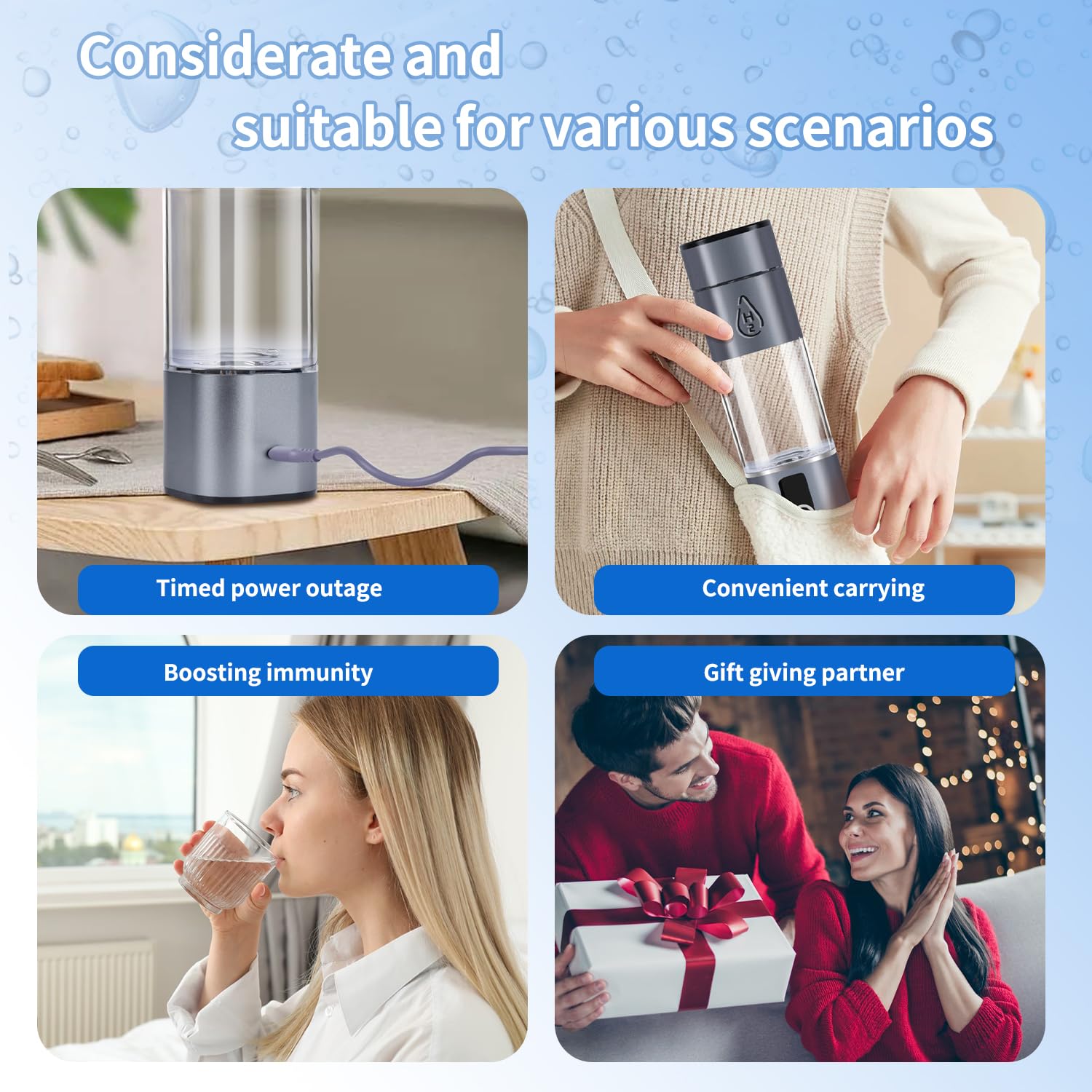 Hydrogen Water Bottle with LED Display A6379