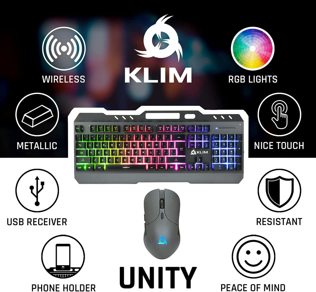 Wireless Keyboard and Mouse Set with Backlit Gaming Keyboard N919243